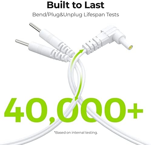AUVON Durable Lead Wires for TENS EMS Units (2 Packs), Standard Leads with 40,000+ Bend Lifespan (10X Durability), Compatible with Electric Muscle Stimulators in 2.35mm Plug and 2mm Pin Electrodes