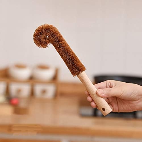 Cleaning Brush with Wooden Handle, Kitchen, Coconut Fiber Solid Bristles, Dish Bottle Scrub Wash Tool