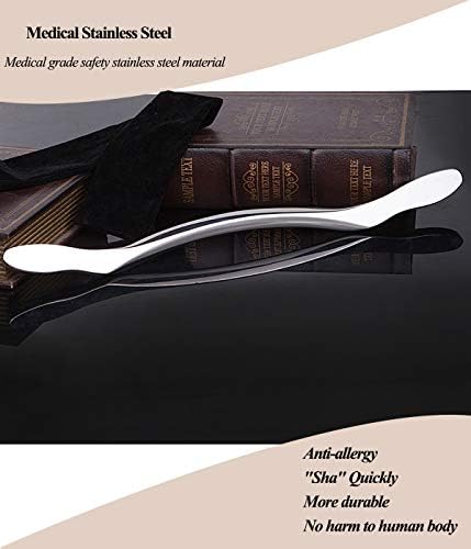 Stainless Steel Gua Sha Scraping Massage Tool - IASTM Tools Help Relieve Sore Muscles - Great Soft Tissue Mobilization Tool（Long Shape）