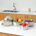 304 Stainless Steel Microporous Colander, 3.5QT Large Capacity with Mixing Bowl For washing vegetables fruit and rice and for draining cooked pasta(2PC)