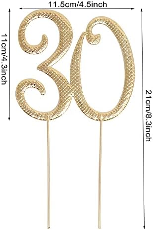 Honbay 30 Cake Topper Sparkly Crystal Rhinestones Cake Topper Cake Decoration for 30th Birthday Party or or 30th Wedding Anniversary (Gold)