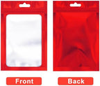 100 Pcs Resealable Mylar Bags, Sealable Odor Proof Foil Pouch Bag with Clear Window, Small Bussiness Packaging Supplies (Red, 4 X 6 Inch)