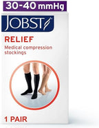 JOBST Relief Knee High Graduated Compression Socks, 30-40 mmHg - Comfortable Unisex Design - Closed Toe, Black, X-Large