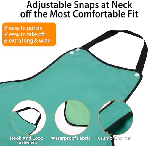Adult Bibs, 3 Pcs Adjustable Adult Bibs for Men/Women/Elderly Seniors, Waterproof Washable Clothing Protector with Upgraded Crumb Catcher for Eating Feeding Daily Use