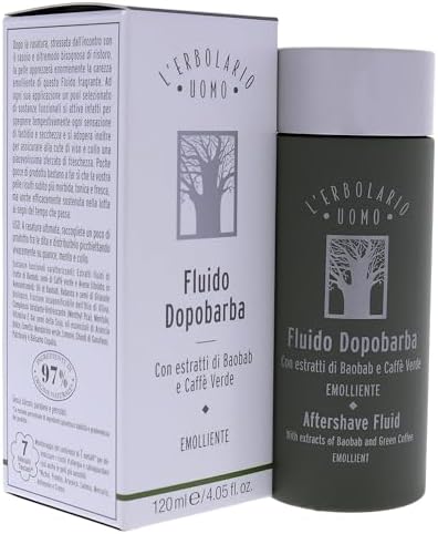 L'Erbolario Baobab And Green Coffee Aftershave Fluid - For Instantly Reducing Any Redness Caused By Shaving - Soothe Any Feelings Of Discomfort And Dryness - Burst Of Freshness - For Men - 4.05 Oz