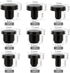 90 Pcs Silicone Rubber Hole Plugs - Assorted Sizes 4-9.5mm, Durable Round Rubber Stopper Plugs for Holes, Waterproof Black Silicone Plugs Set for Bottles, Pipes, and Test Tubes (90)