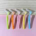 50PCS L-Shaped Interdental Brushes Braces Toothbrush Short Handle,5 Different Sizes Dental Floss Brush Angled Interdental Toothpick