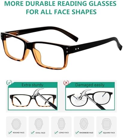 Eyekepper Vintage Reading Glasses for Men - 5 Pack Spring Hinges Classic Readers - Black-Tortoise Frame +1.25