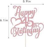 Rose gold Glitter Happy 45th Birthday Cake Topper - 45 Anniversary/Birthday - Hello 45, Cheers to 45 Years,45 & Fabulous Cake Topper Party Decoration