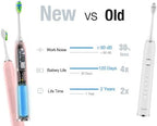 7AM2M Ultrasonic Pink Electric Toothbrush with 6 Brush Heads for Adults&Kids, Type C Rechargeable, One Charge for 120 Days, 5 Modes&40000VPM Powered Toothbrush, 2 Minutes Built in Smart Timer (Pink)