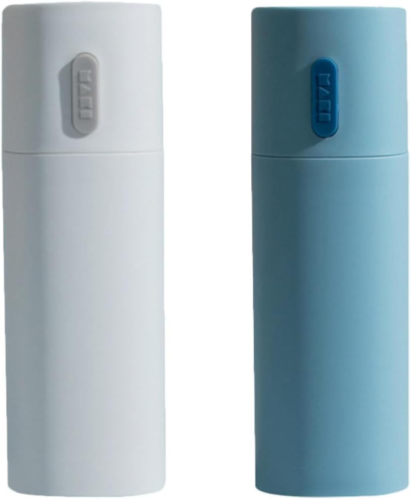 Travel Toothbrush and Toothpaste Holder Cup 2pcs Set, Large Portable Wash Storage Box with Lid, Blue and White, Suitable for Outdoor and Home Oral Care Storage