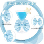 24 Pcs Baby Blue Satin Ribbon Twist Tie Bows for Treat Bags 3.5inches Blue Bows for Crafts Premade Bows Decorating Gifts Wrapping Bows for Pop Candy Apples Cake Bakery Wedding Party