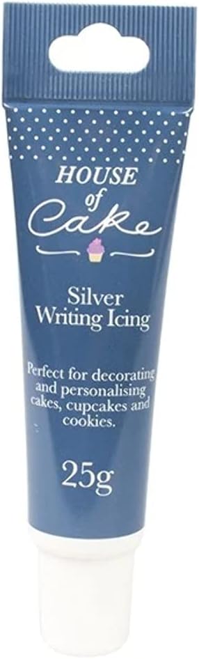 House of Cake Silver Glitter Icing Tube, Writing Icing For Messages, Decorations, Cakes, and Shapes, 25g