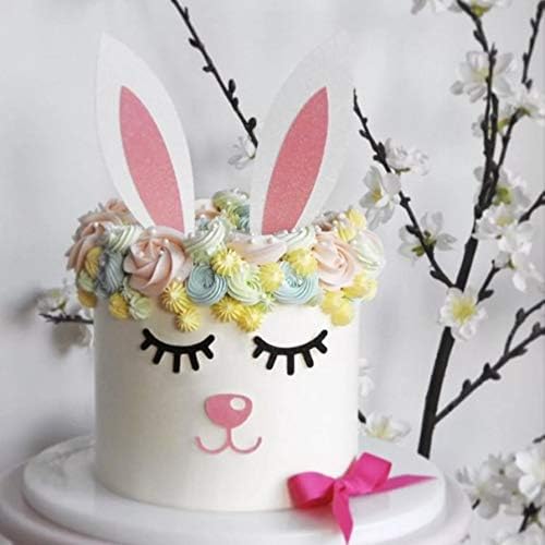 Easter Bunny Cake Topper with Eyelashes Easter Party Cake Decoration Supplies for Birthday Party,Easter Bunny Rabbit Baby Shower Birthday Party Supplies
