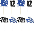 Ephlyn 24Pcs Bro I'm 12 Cupcake Toppers Glitter Boy 12th Birthday Cupcake Pick Decorations for Cheers to Twelve Years Old Big Brother 12th Birthday Party Supplies