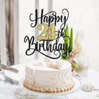 happy 24th birthday cake topper， 24 birthday party cake decorations