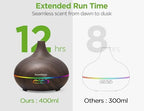 InnoGear Aromatherapy Diffuser & 10 Essential Oils Set, 400ml Diffuser Ultrasonic Diffuser Cool Mist Humidifier with 4 Timers 7 Colors Light Waterless Auto Off for Mother's Gift, Dark Wood Grain