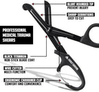 EVERLIT Trauma Shears Black Titanium Coated Non-Stick Blades Stainless Steel Bandage Medical Scissors for EMT EMS Doctor and Nurses (6" Compact, 1 Pair)