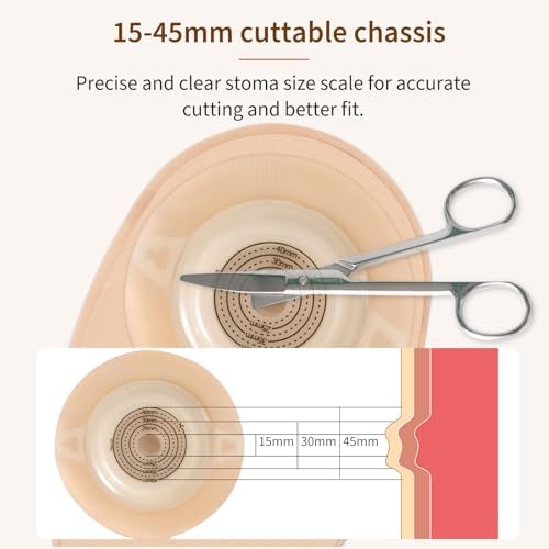 DERAYMI 10 Pack Convex Colostomy Bags with A Belt, One Piece Ostomy Bag Drainable Pouches Ostomy Supplies for Uneven Wrinkled Skin Irregular Stoma Cut-to-Fit 20-45mm