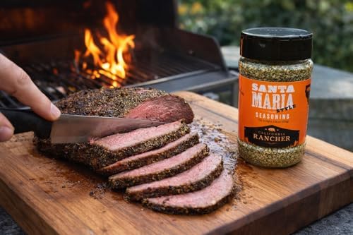 California Rancher | Santa Maria BBQ Seasoning | 6.5 Ounce, Salt Pepper Garlic Herb Blend | Coarse Texture, All-Purpose Rub, No MSG | Santa Maria Flavor for Steak, Chicken, Pork, Veggies