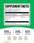 BulkSupplements.com White Willow Bark Extract Powder - Herbal Supplement, White Willow Bark Powder - Gluten Free, 400mg per Serving, 250g (8.8 oz) (Pack of 1)