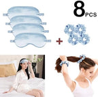 Satin Eye Mask 8Pcs Silk Sleep Masks Silky Blindfold Eyeshade Blackout Eyes Cover Scrunchies Hair Ties Travel Wedding Gifts