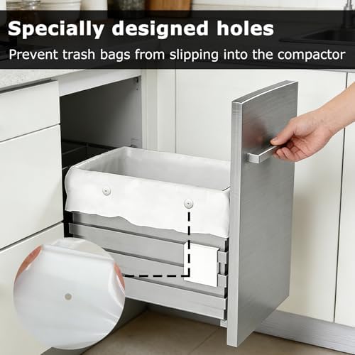 60 Pack Trash Compactor Bags Heavy Duty Compactor Bag for Kitchen Leak Proof 2.6 MIL Thickened Garbage Compactor Bags Fit for 15 inch Drawer Compactors(with Reserved Holes&Ties)