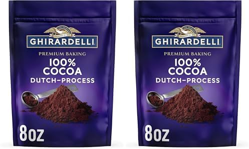 GHIRARDELLI Premium Baking Cocoa 100% Cocoa Dutch Process Unsweetened Cocoa Powder – Gourmet Baking Cocoa for Brownies, Cakes, Cookies & Smoothies, 8 oz Bag (Pack of 2)