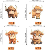 60 Pack Edible Highland Cow Cupcake Toppers Highland Cupcake Picks Water Paper Cute Highland Cow Cattle Farm Birtyday Cupcake Decorations for First Birthday Baby Shower Kids Birthday Party
