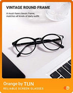 TIJN Blue Light Blocking Glasses Men Women Vintage Thick Round Rim Frame Eyeglasses