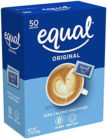 EQUAL 0 Calorie Sweetener, Aspartame and Acesulfame-K Sweetener Packets, Zero Calorie Sugar Alternative, Erythritol Free, 50 Ct (Pack of 12)