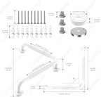 Angled Grab Bar - 16x16 Inch Stainless Steel Knurled Toilet Handles Wall Mounted Bathroom Handicap Safety Rails for Elderly Injured Balance Support, L-Shaped White Grab Bar for Shower