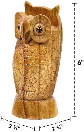 Owl Eyeglass Holder Stand - Handcrafted in Indonesia - Wooden Glasses Holder for Nightstand - Sunglasses Stand Display, Versatile Eyewear Storage for Reading Glasses, Spectacles & More
