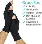 Vive Copper Infused Fingerless Arthritis Compression Gloves (Pair) - Relief for Men, Women, Rheumatoid, Swelling, Carpal Tunnel, Tendonitis, Edema, Hand & Finger Pain - Comfortable Non-Slip (Large)