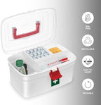 MILTON Medical Box, First Aid Empty Medicine Storage Box Organizer Family Emergency Kit Detachable Tray Easily Accessible with a Transparent Lockable Lid White - Set of 2