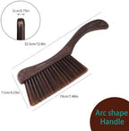 Hand Broom Brush, Dust Brush for Cleaning, Wood Block Hand Brush, Soft Bristle Cleaning Brush for Car Bed Furniture Clothes Garden Couch Draft (Curved Handle)