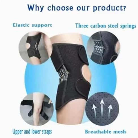 Joint Power Support Knee Brace with 4 Springs, Ergonomic Knee Stabilizer Pad, Inspired Lift Brace, Adjustable Knee Stabilizer Pads,Pain Relief (2 Pack)