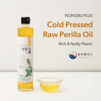 NONGBU PLUS Cold Pressed Raw Perilla Oil, 10.14 Fl Oz (300ml) 한국산 저온압착 생들기름 – 100% Pure Perilla Seed Oil, Korean-Style, Rich & Nutty Flavor