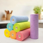 Reusable Cleaning Wipe Household Kitchen Cloth Microfiber Towel Rolls Dish Rags Wash Paper Towel Replacement 1 Roll of 20 Sheets(Gray)