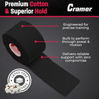 Cramer Athletic Tape 6 Pack, 1.5" x 10 Yards Black, Easy Tear Sports Tape for Ankle, Wrist & Knee, Latex-Free Adhesive, Strong Support, Athletic Training Tape Roll