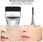 Flat Foundation Brush,Korean Makeup Brush Spatula Facial Brush for Liquid Foundation,Premium Face Makeup Brush for Blending Cream (Silver)