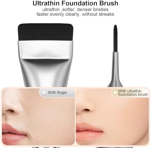 Flat Foundation Brush,Korean Makeup Brush Spatula Facial Brush for Liquid Foundation,Premium Face Makeup Brush for Blending Cream (Silver)