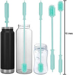 Long Silicone Bottle Brush, Reusable Baby Water Bottle Brushes for Cleaning Narrow Neck Containers with Soft Bristles, 15" Silicone Straw Brushes (Green)
