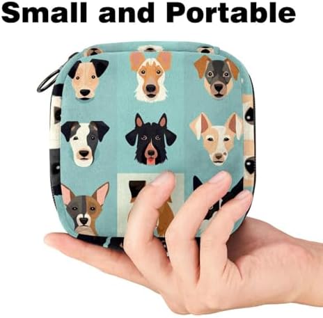 Sanitary Napkin Storage Bag,Period Bag,Pad Bag,Animal Dog Face Cartoon,Period Pouch