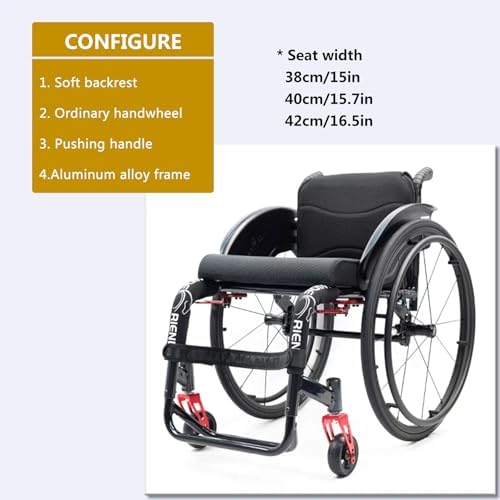Portable Transport Wheelchair,Small Lightweight Compact Wheelchairs,Aluminum Alloy Wheelchair,All-Terrain Sports Wheelchair,Self-propelled Manual Wheelchairs,with Handbrake,Anti-Tip Wheels(Size:40cm/1