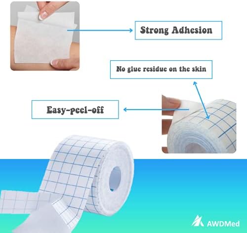 AWD Medical Dressing Retention Tape - Medical Non-Woven, Skin Friendly, Adhesive Wound Dressing Tape, Medical Tape for Wound Care Secures Primary Dressings with Easy Release Backing (2" x 10 yds)