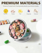 LRITER Pill Case, Portable Travel Pill Box, Pillbox Organizer, Cute Small Medicine Storage Container, Purse Accessories for Women, Men (Bee)