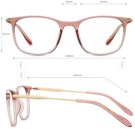 Firmoo Blue Light Glasses for Women Men, Reading Glasses 0.0x-3.0x, Ultra Light Square Frame, Premium TR90 & Metal Blend