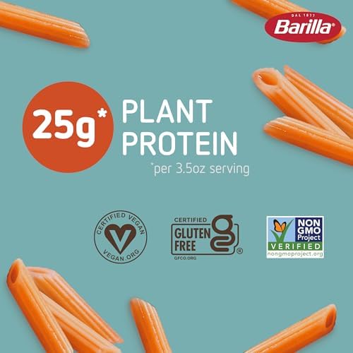 Barilla Red Lentil Penne Pasta, 8.8 oz (Pack of 10) - Gluten Free, Non GMO & Kosher - Plant Based Protein