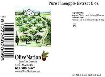 OliveNation Pineapple Extract from Natural Flavors, Tropical Aroma & Taste for Baking, Beverages, Frosting, Sugar Free, Non-GMO, Kosher, Vegan - 8 oz